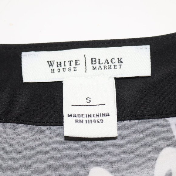 WHITE HOUSE BLACK MARKET Women's Sz S Black/White Tunic Top Blouse Mini Dress - Picture 5 of 5